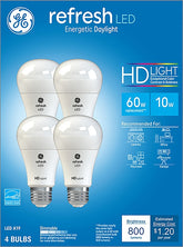 GE 96708 LED Bulb, General Purpose, A19 Lamp, 60 W Equivalent, E26 Lamp Base, Dimmable, Daylight Light